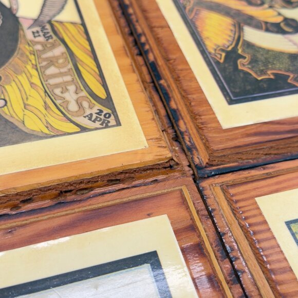 Lot of 6 Vintage Zodiac 1969 David Palladini Wooden Wall Art Print Hippie Rustic - Picture 9 of 16